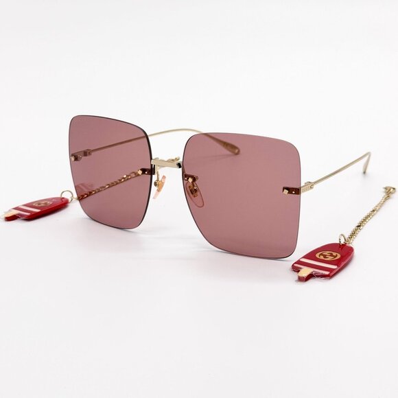 NEW GUCCI SUNGLASSES GG1147S 005 GOLD/PINK WOMEN EYEWEAR GUCCI PLUS EARRINGS main image 8